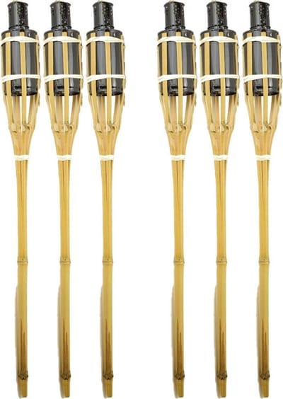 Cozy & Trendy Tuinfakkels - 6x - met oliehouder - bamboe - 60 cm