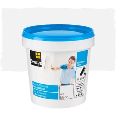 Sencys Muur & Plafond Muurverf - Zijdeglans - Wit - 1l