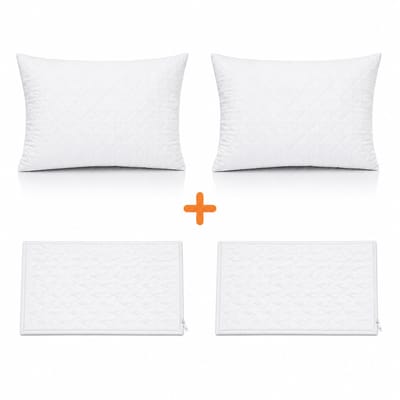 Decoware Comfort Hoofdkussens 60x70 cm – 2 Stuks – Inclusief 2 Kussenbeschermers met Rits – 700 gram Vulling