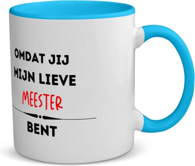 Akyol - omdat jij mijn lieve meester bent koffiemok - theemok - blauw - Meester - de liefste meester - verjaardag - cadeautje voor meester - kado - geschenk - 350 ML inhoud