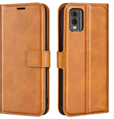 Coverup Hoesje - Geschikt voor Nokia C32 Hoesje - Coverup Deluxe Book Case - Bruin