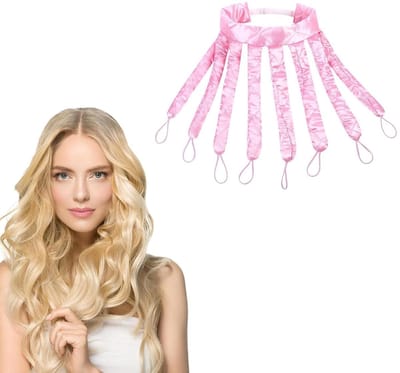 Hittevrije krulband - zacht en comfortabel om mee te slapen - krulhulpmiddel voor 's nachts - haaraccessoire voor thuisstyling - 50*30 cm - voor thuisgebruik tijdens het slapen - roze