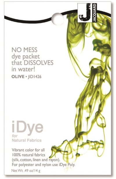 Jacquard textielverf iDye Natural 14 gr olijfgroen voor natuurlijke stoffen.