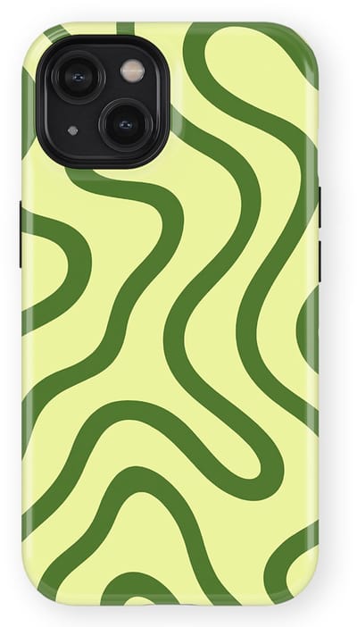 DripCase Curvy Lines Hoesje geschikt voor iPhone 14 | Backcover met Mag | Design Tough Case geschikt voor iPhone 14 Leaf Loop