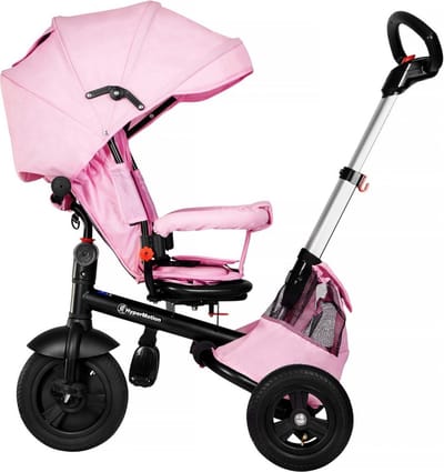 Kinder Driewieler - Hyper Motion Tobi Velar Roze - kinderfiets 1 2 drie jaar met duwstang stok jongens baby driewielers jongen meisje peuter comfort 4 in 1 voor peuters kind kinderen tot 5 jaar luchtbanden meisjes fietsje stuurstang