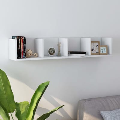 vidaXL - Cd-wandschap - 100x18x18 - cm - bewerkt - hout - wit