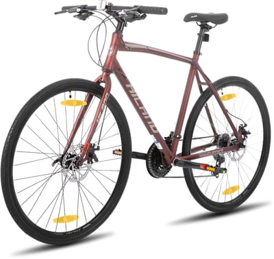 HILAND Hybrid Fiets - 700C - 21 Versnellingen - Racefiets / Stadsfiets - Mechanische Schijfremmen - Heren & Dames - Commuter Bike