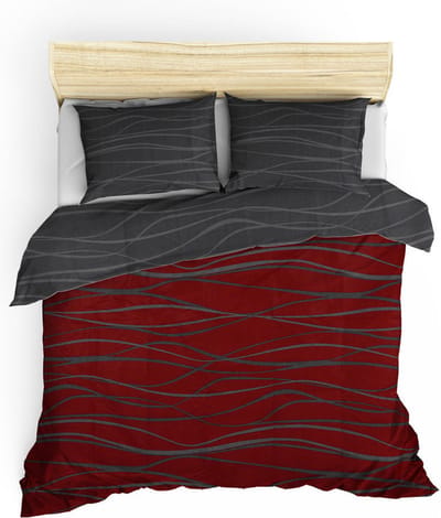 Asir - Super King Dekbedovertrek Set (EU) (IT) - Claret Rood - 260 x 220 cm