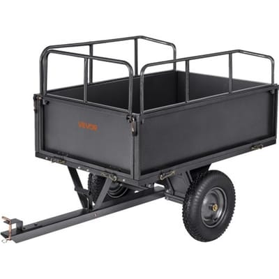 VEVOR Dump Trailer, 272 kg capaciteit, ATV UTV Transport Trailer, Pull-Along Kipper met 40,64 cm banden, Handtrek of voetpedaal, Yard Trailer voor grasmaaiers en tractoren