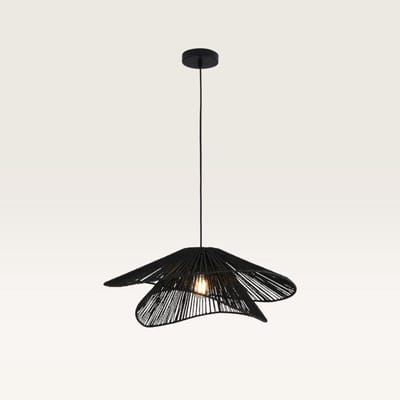 Lusenz - Papieren hanglamp eettafel - Zwart - 2-laags - Gevlochten papier - E27 Fitting - Dimbaar - Hoogte verstelbaar - Voor woonkamer, gang, slaapkamer, zolder en hal - Plafondlamp - Klassiek, Moderne lamp - Japandi