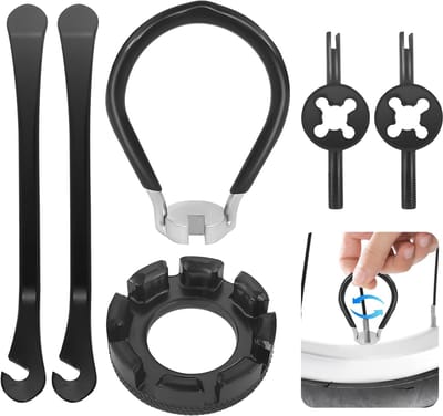 SnelShoppen - 6-delige Fiets Spaken Reparatieset met Velgcorrectie Tool, Fiets Wielen Spaken Truing Gereedschap, Sleutel Spanner 6 in 1 voor Fiets en