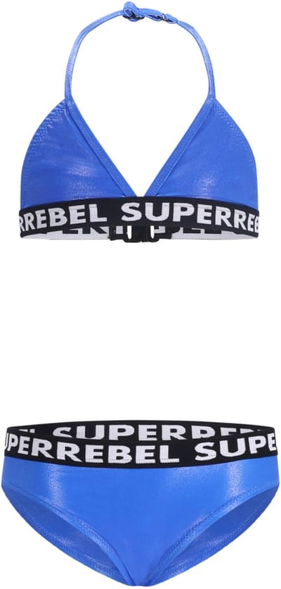 SuperRebel - Isla basic cool triangle bikini - Metallic Kobalt - Maat 140