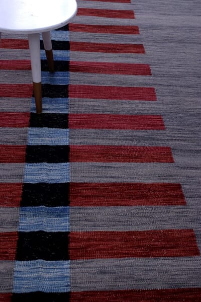 Rood Tapijt Laagpolig Handgeweven Wollen Vloerkleed - Koho Afghan Modern Kelim 289x206 - 289x206cm- Modern - Woonkamer - Salon - Slaapkamer - Eetkamer