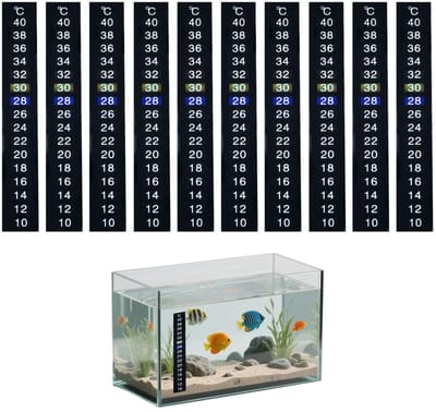Dailygoods- Thermometer Patches 10 Stuks - Aquarium Temperatuur - Decoratieve Stickers - Duurzaam Materiaal - LCD - Geschikt Voor Huisdieren - Aquariumthermometer