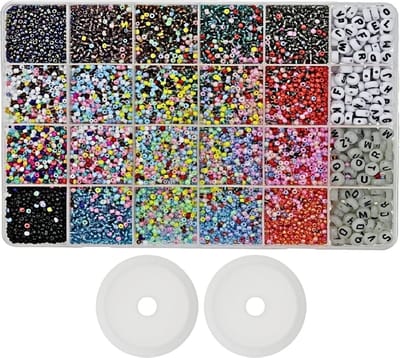Behave Glaskralen Set Mixed - DIY Sieraden maken - Kralen Set - Letterkralen - Rocailles - Bedels - Rijdraad - 20 Kleuren