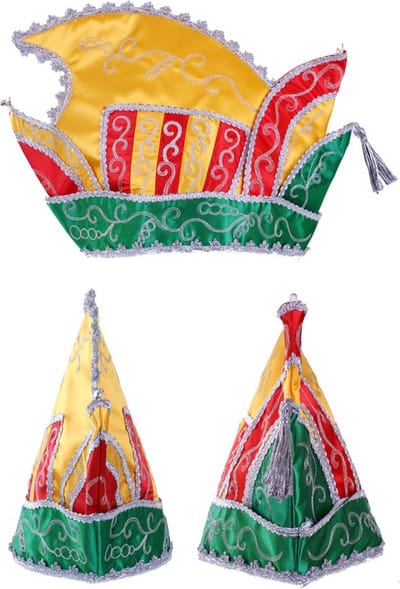 KIMU® Prins Carnaval Steek Muts Geel Rood Groen - Prinsenmuts Raad Van Elf Zilver Prinsensteek Festival