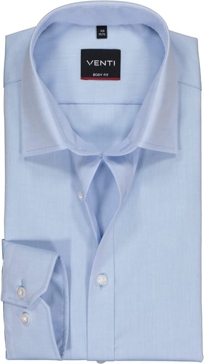 Venti - Heren Overhemd - Poplin - Strijkvrij - Slimfit - Lichtblauw