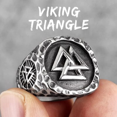 Mythe Odin Driehoek Symbool Viking Roestvrij Staal Mannen Ringen Vintage Eenvoudig voor Mannelijke Vriend Sieraden Creativiteit Cadeau 8 white