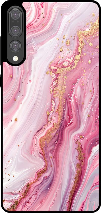 Smartphonica Telefoonhoesje Geschikt voor Huawei P20 Plus met marmer opdruk - TPU backcover case marble design - Roze geschikt voor Huawei P20 Plus