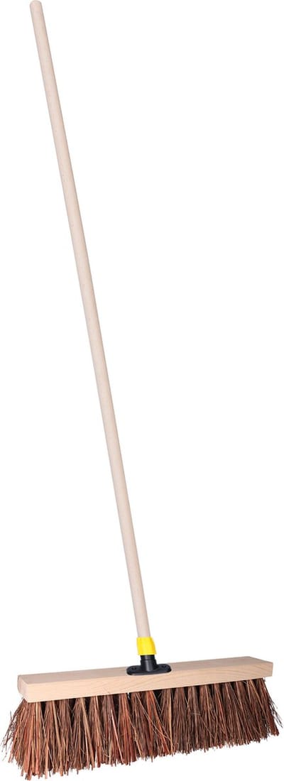 Brumag Straatbezem THOR voor harde ondergrond - Harde bezemkop van 40 cm breed - Houten steel 129 cm