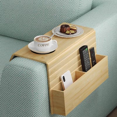 Armleuning Tafel - Bank Tafel - Ontspannen op de bank - Opvouwbaar met opbergvak - 33.4 x 16 cm
