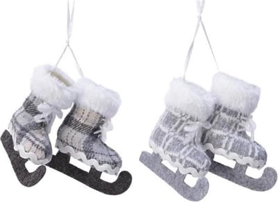 Decoris Kersthanger schaatsen 3,5x7x7cm 2 paar schaatsen