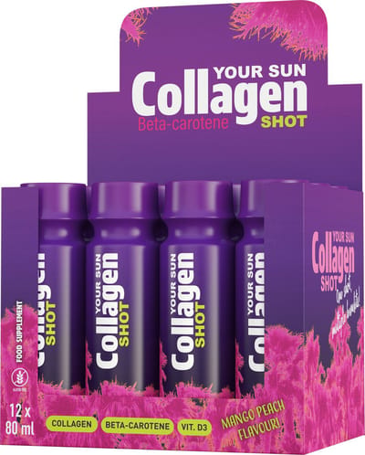 Your Sun SHOT - Collagenshot - Mango/Peach - Sunshot - Tanshot - Gezondheidsdrank - doos 12x 80ml