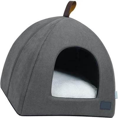 Opvouwbaar kattenbed, ademend kattenhuis, binnenhuisdierentent, hondenbed met mat (Grijs, Maat S) S grijs