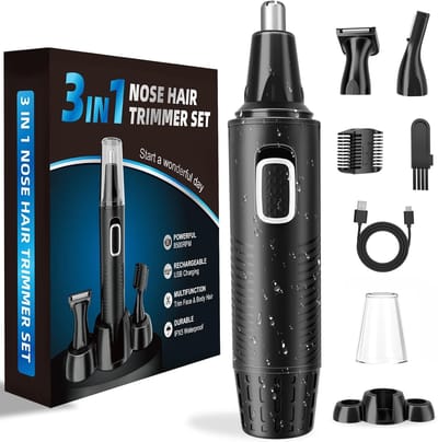 Neus Haar Trimmer - Gezichtsverzorging Set - Persoonlijke Verzorging - 3-in-1 Multifunctioneel - Type C Oplaadbaar - Zwart