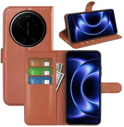 MobyDefend Hoesje - Geschikt voor Xiaomi 17 Ultra - Kunstleren Wallet Book Case (Sluiting Voorkant) - Bruin