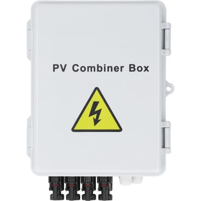 Boîtier de Regroupement Solaire PV 4 Chaînes Étanche 10AWG Boîtier de Regroupement Solaire DC avec Fusible 15A Disjoncteur 63A