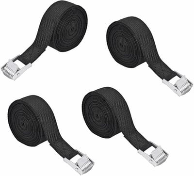 Spanbanden Set - Sjorbanden Kort - Bagage Vervoer - Verstelbaar Klemslot - 15x2.9 cm - Zwart