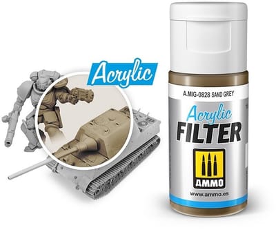 AMMO by Mig Jimenez Modelbouwdecoratie - MIG 0828 Acrylic Filter Sand Grey - 15ml Effecten potje