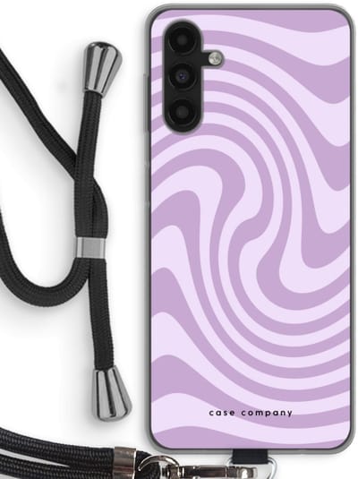 Case Company® - Hoesje met koord geschikt voor Samsung Galaxy A13 5G hoesje met Koord - Swirl Paars - Telefoonhoesje met Zwart Koord - Bescherming aan alle Kanten en Over de Schermrand