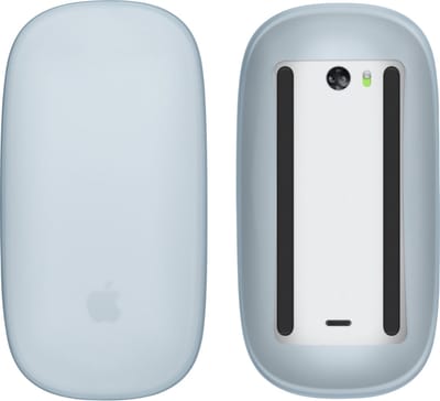 kwmobile Siliconen beschermhoes geschikt voor Apple Magic Mouse 1 / 2 - Zachte muis hoes - Meer grip - Deels doorschijnend - lichtblauw