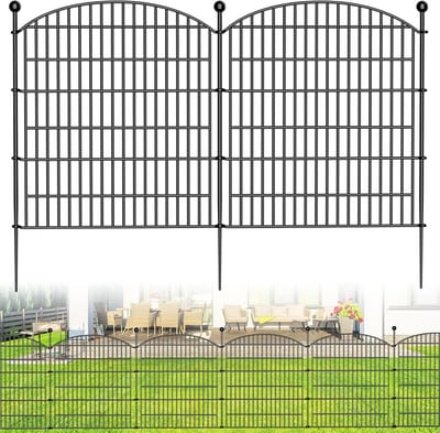 Decoratief Tuinhek - Dierenafscheiding - Bloembed Beschermen - Stevig Metaal - 10 Stuks - Zwart