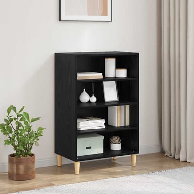 vidaXL - Dressoir - Zwart - Eiken - 57 - x - 35 - x - 89,5 - cm - Bewerkt - hout