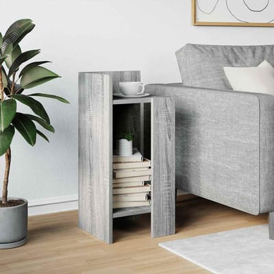 vidaXL - Bijzettafeltje - met - plank - 25,5x27x60 - cm - grijs - sonoma - eikenkleur