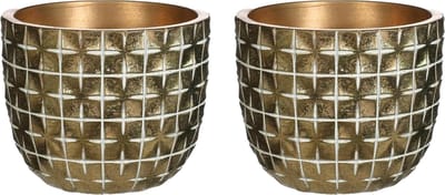 Ideas4Seasons Bloempot/plantenpot ruit motief Hanoi - 2x - goud - D10 x H8 cm - voor binnen