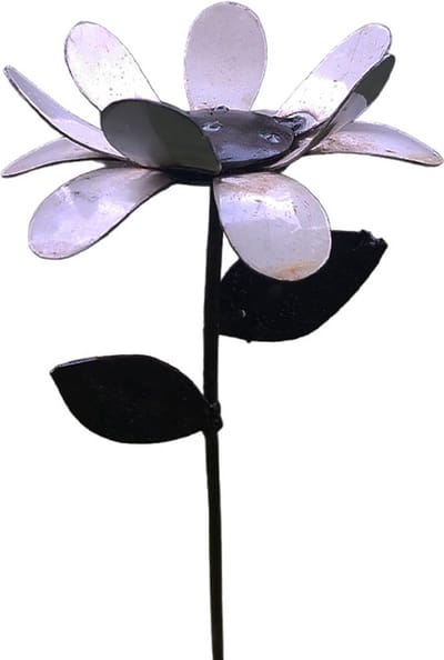 Floz Design bloem grafdecoratie bloem - tuinsteker natural kleuren - gerecycled metaal - fair trade uit Zimbabwe