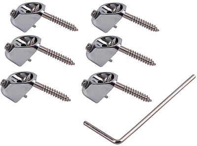 SPHProducts - Hoge kwaliteit gitaar onderdelen - Headless elektrische bas gitaar snaar moer set - Chroom - Duurzaam en stevig - Geschikt voor 4-snarige...
