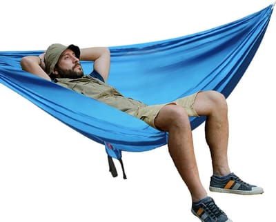 Hangmat voor 2 - Kampeerhangmat Schommel - Buiten Ontspannen - Scheurvast Parachutenylon - 270 x 140 cm - Blauw
