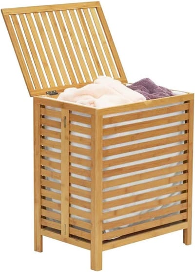 Ruimtebesparende Wasmand met Deksel en Uitneembare Zak, 100 Liter