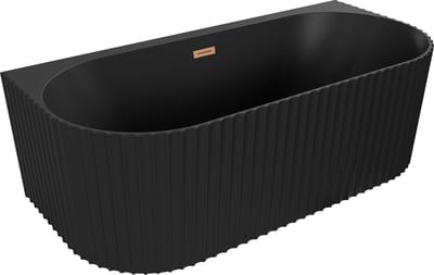 Mexen Sella vrijstaande vrijstaande badkuip 150 x 75 , zwarte mat, geborstelde koperen overloop - 52711507571-65