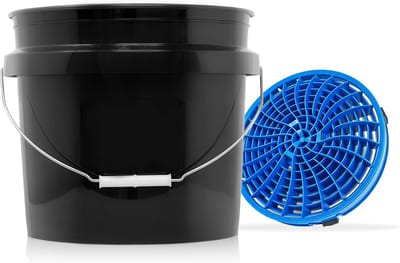 Autowasset Emmer - Reinigingsset Auto - Krasvrij Wassen - Vuil Scheidend Inzetstuk - 12 Liter Capaciteit - Zwart Blauw