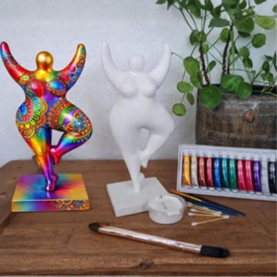 Hobby compleet schilderset voor volwassenen DIYworkshops | DIY Dikke Dame beeldjes | Metallic 30 cm hoog