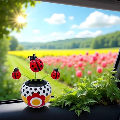 Dansende Bloem - Zonnebloem Ornament - Auto Interieur Decoratie - Zonne-aangedreven Beweging - 2.54 cm - Geel