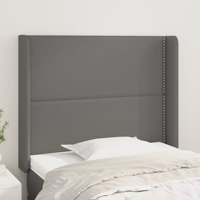 vidaXL - Hoofdbord - met - randen - 103x16x118/128 - cm - kunstleer - grijs