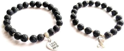Jewellicious Designs armbandenset lava - armband - voor Pink Ribbon - love hope faith - zwart