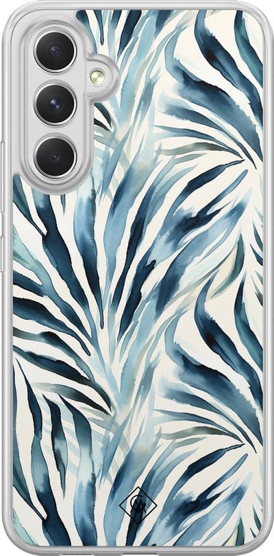 Casimoda® hoesje - Geschikt voor Samsung Galaxy A54 - Japandi Waves - 2-in-1 case - Schokbestendig - Water - Verhoogde randen - Blauw, Transparant